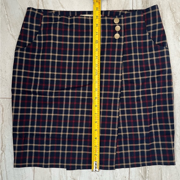 Alice’s Pig Plaid Pencil Skirt - Tartan Red, Navy and Cream with front pleat - Picture 8 of 8
